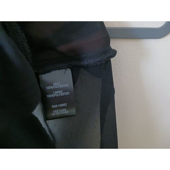 Torrid Blouse Top Roses Sheer Chiffon Dot Puff Sleeve Black/Red 3X - Picture 8 of 10